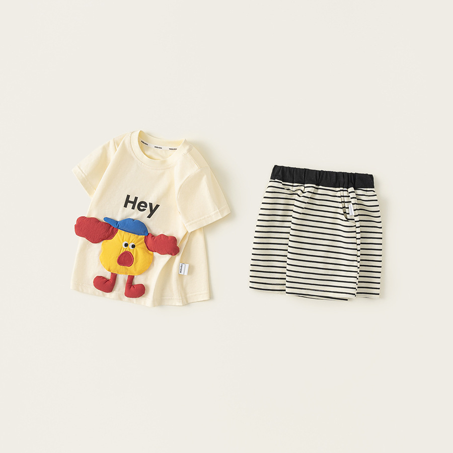 童裝兒童短袖套裝女童夏裝男童T恤短褲兩件套中小童夏季衣服