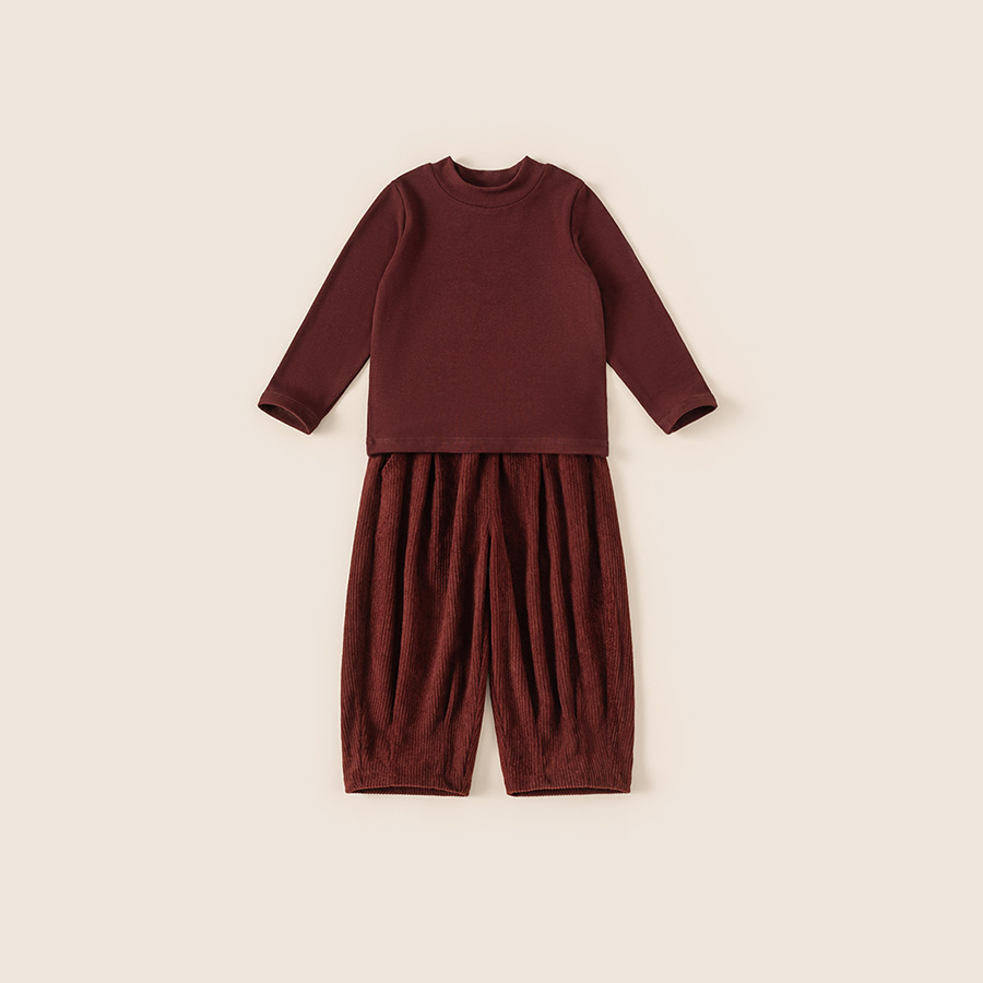 童裝秋季新款兒童套裝打底衫純色休閒褲女童兩件套男童衣服