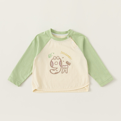 童裝嬰幼童體恤衫兒童拼色插肩袖上衣寶寶春裝圓領T恤