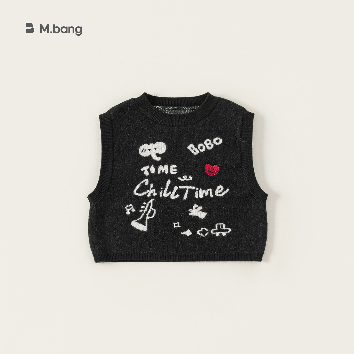 童裝女童馬甲印花圓領中小童無袖上衣春季新品毛線兒童背心