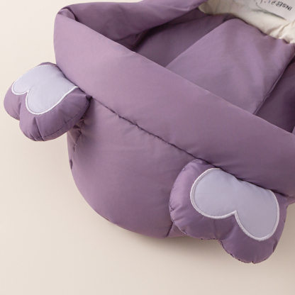 童裝冬款兒童上衣保暖衣服拼色愛心女寶寶連帽外套女童羽絨服