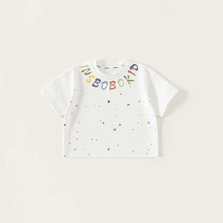 童裝男孩子夏季新款上衣潑墨印花男寶衣服個性男童短袖T恤