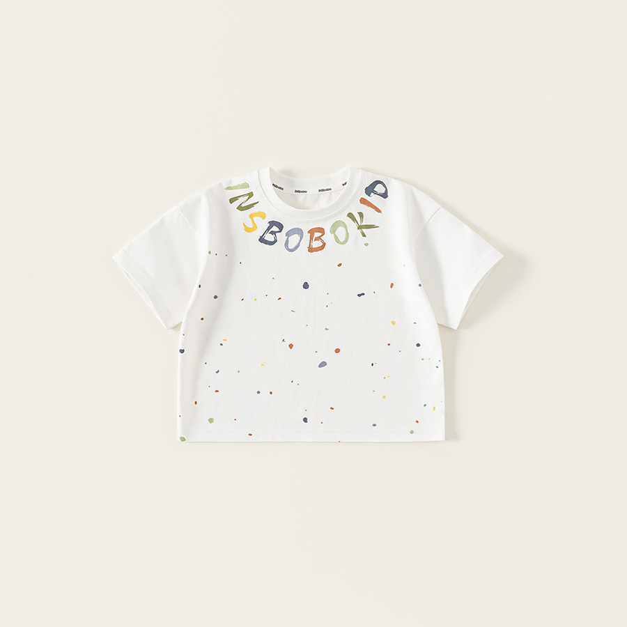 童裝男孩子夏季新款上衣潑墨印花男寶衣服個性男童短袖T恤