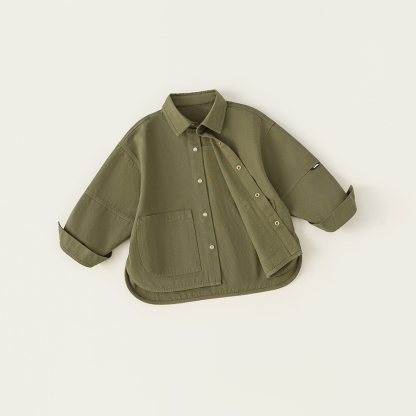 童裝男孩秋裝新款上衣兒童春秋款休閒外套復古長袖襯衫