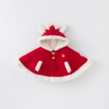 童裝兒童披風冬季加絨小童鹿角小耳朵斗篷女童外套男童上衣