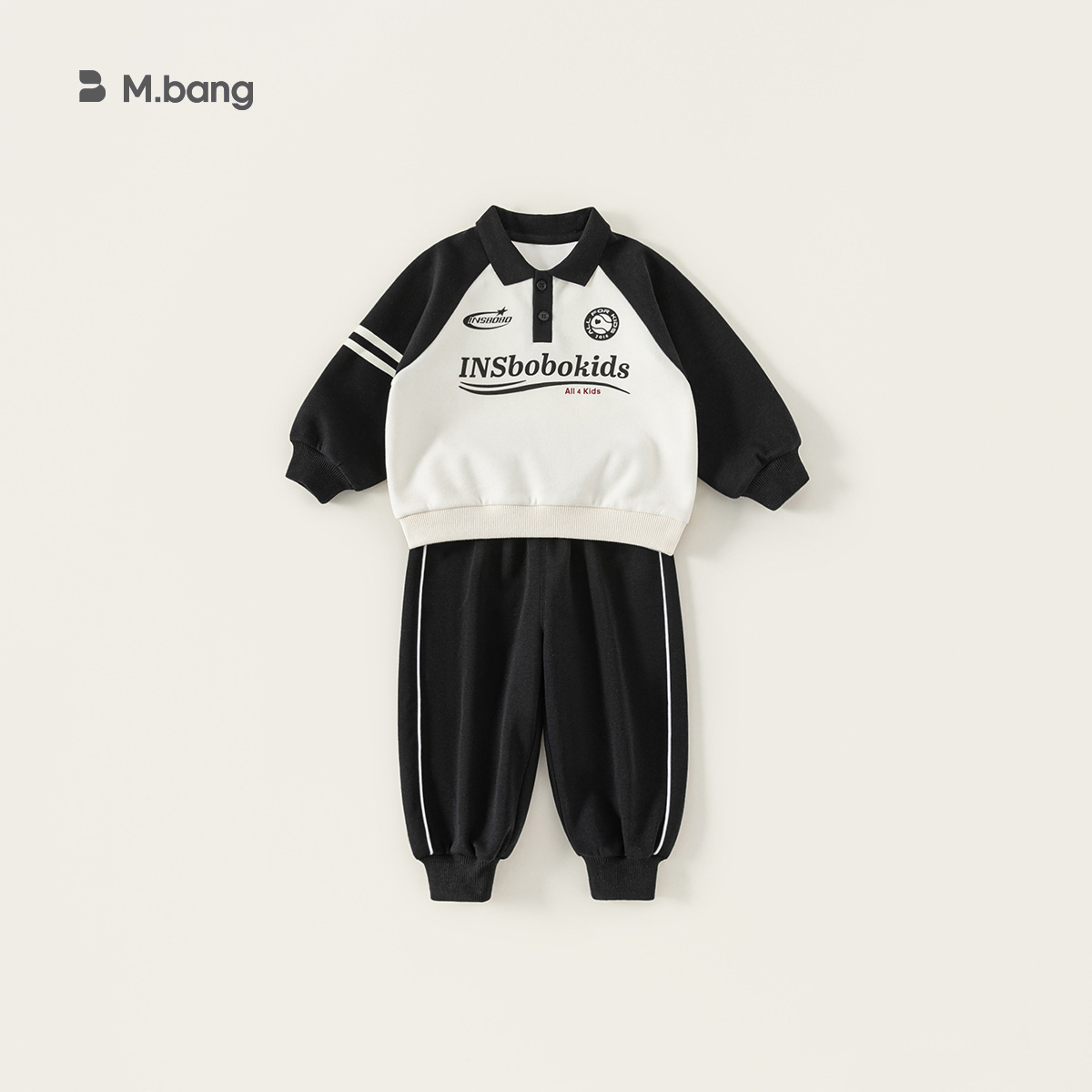 童裝男童套裝秋款帥氣字母男孩子衛衣插肩袖束腳褲兒童兩件套