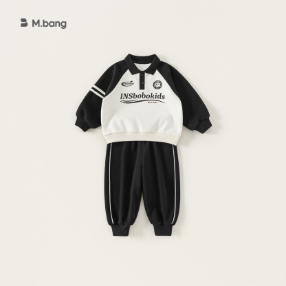 童裝男童套裝秋款帥氣字母男孩子衛衣插肩袖束腳褲兒童兩件套