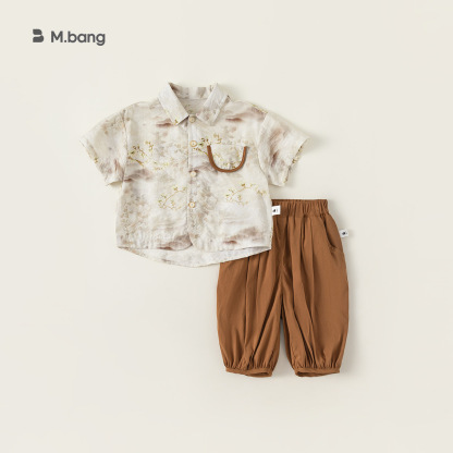 童装男童夏装衬衫套装儿童新汉服童装两件套国潮宝宝衣服