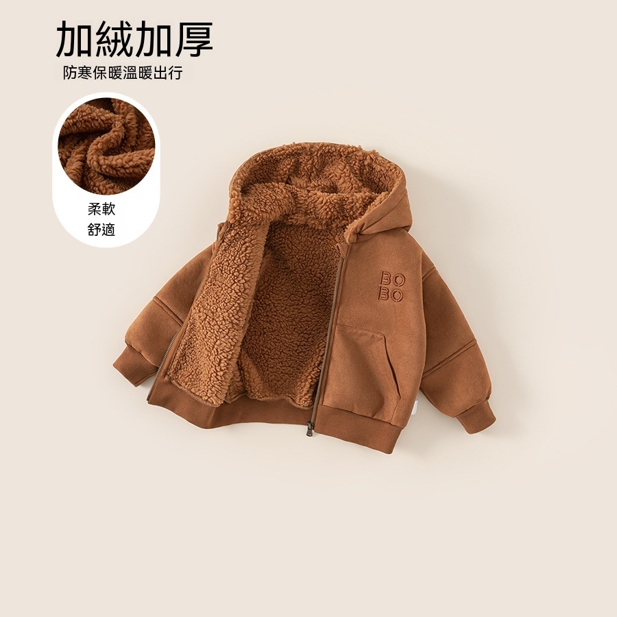 童裝冬季新款兒童上衣保暖男孩子衣服皮毛一體男童連帽外套