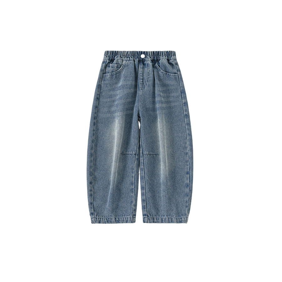 童裝秋季新品兒童褲子中大童長褲女孩子直筒褲男童水洗牛仔褲