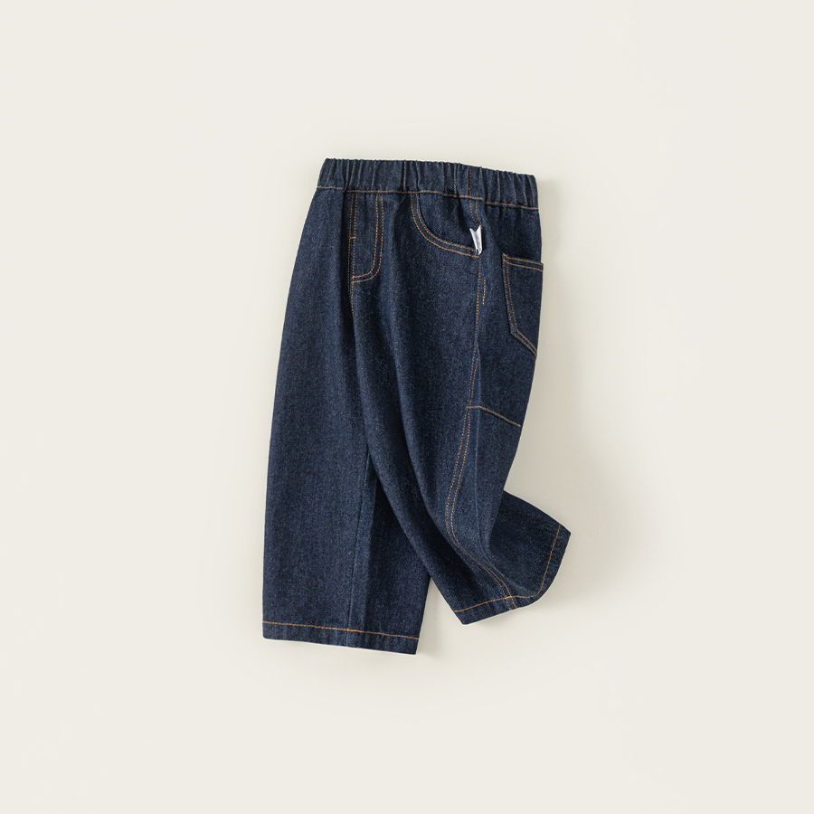 童裝男童褲子春季新品時尚女童彎刀褲百搭兒童牛仔褲