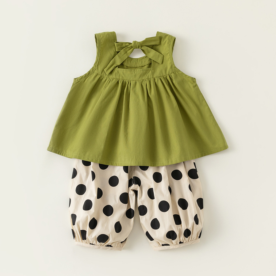 童裝夏季新款韓版寶寶無袖背心闊腿褲女童兩件套時髦兒童套裝