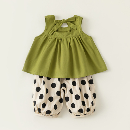 童裝夏季新款韓版寶寶無袖背心闊腿褲女童兩件套時髦兒童套裝