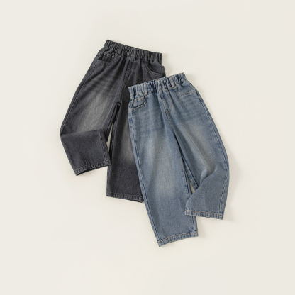 童裝男童長褲百搭韓版褲子中大童秋款新款女童直筒休閒牛仔褲