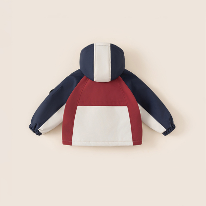 童裝新款保暖冬裝兒童衣服撞色棉服休閒外套男童連帽棉衣