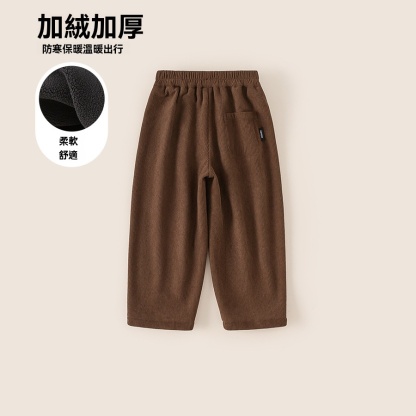童裝冬款中大童直筒褲保暖長褲純色兒童褲子簡約男童燈芯絨褲