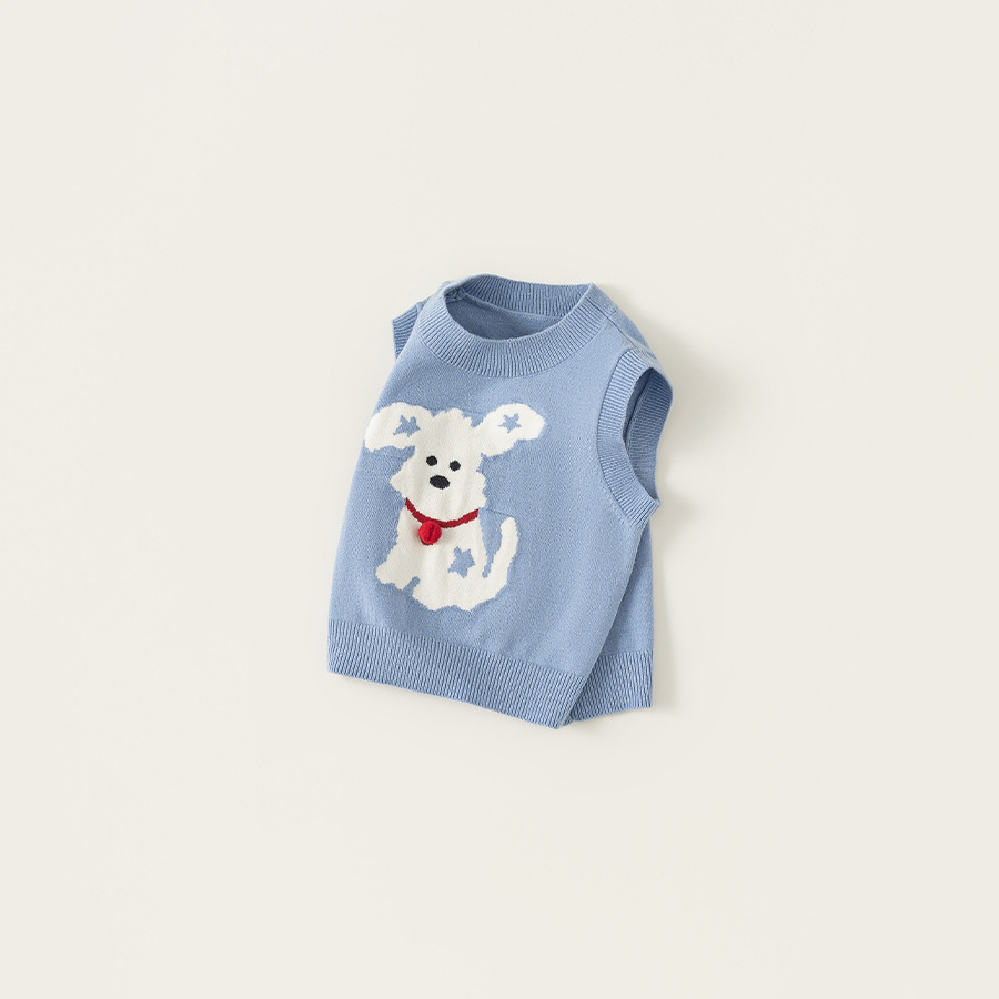 童裝男童馬甲春季新品毛線針織中小童無袖上衣可愛寶寶衣服