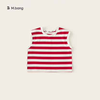 童裝夏季中小童簡約條紋上衣無袖背心兒童T恤男女童同款