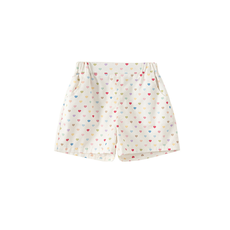 童裝女童夏季休閒短褲豹紋斑馬紋彩色圓點三色透氣速幹短褲