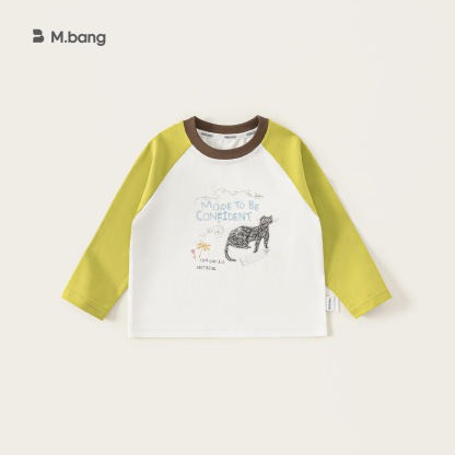 童裝女童上衣圓領印花兒童長袖衣服春季新品插肩袖男童T恤