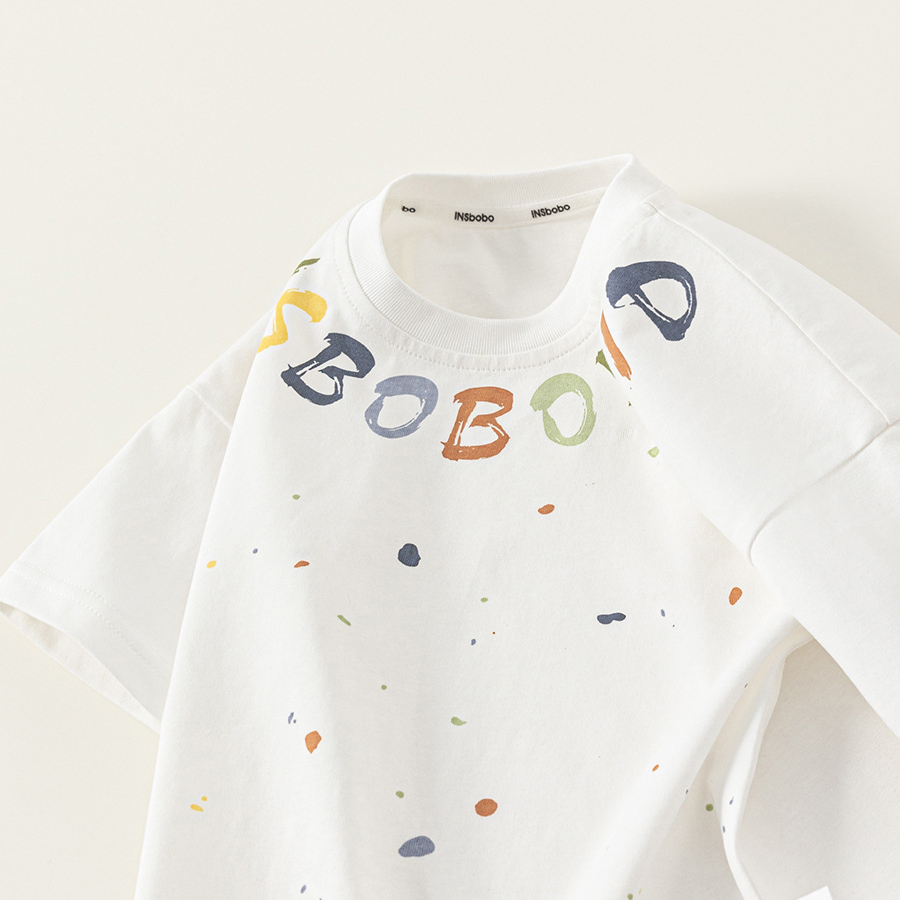 童裝男孩子夏季新款上衣潑墨印花男寶衣服個性男童短袖T恤