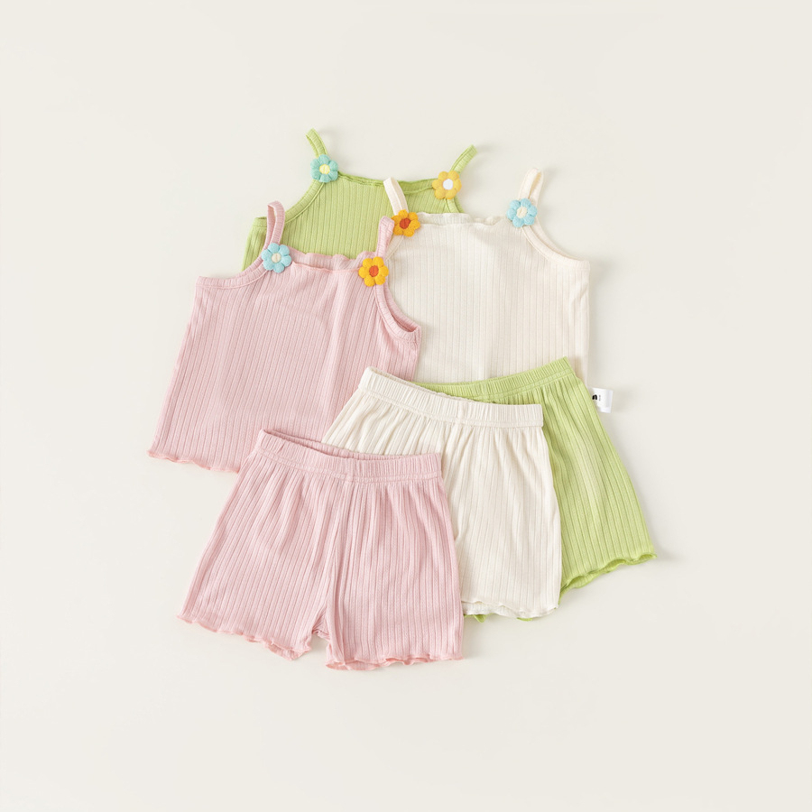 童裝吊帶嬰幼女寶套裝ins女童夏季薄款吊帶寶寶上衣兩件套