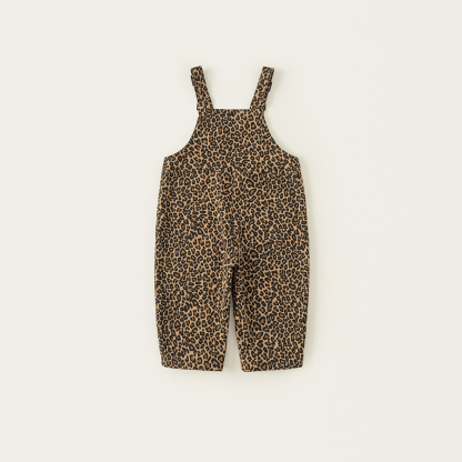 童裝兒童揹帶褲春季復古豹紋男童寬鬆長褲女童休閒漁夫褲