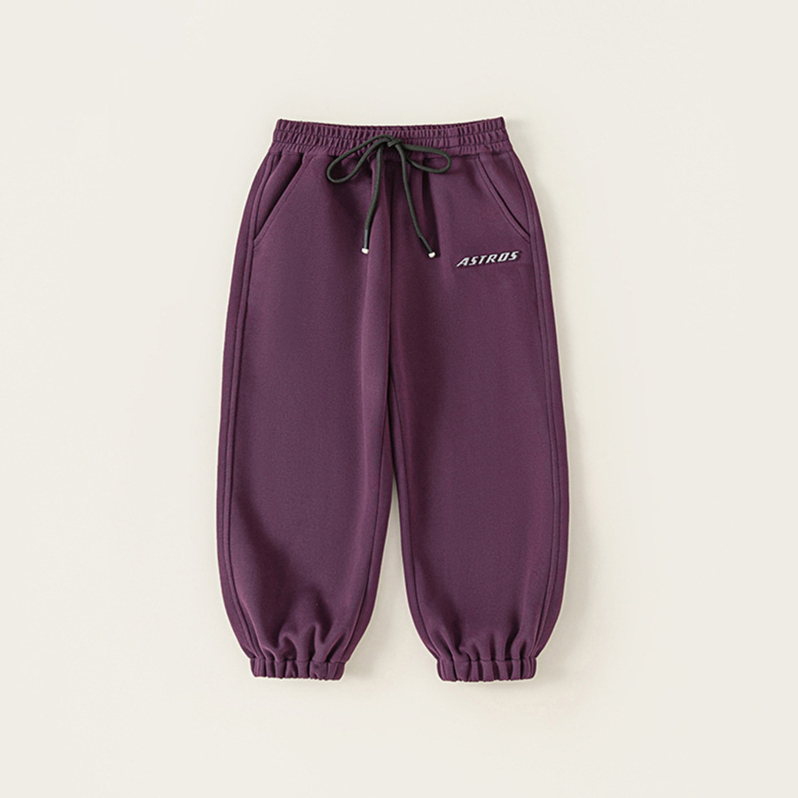 童裝褲子男童衛褲秋款純色運動褲兒童休閒字母印花抽繩束腳褲