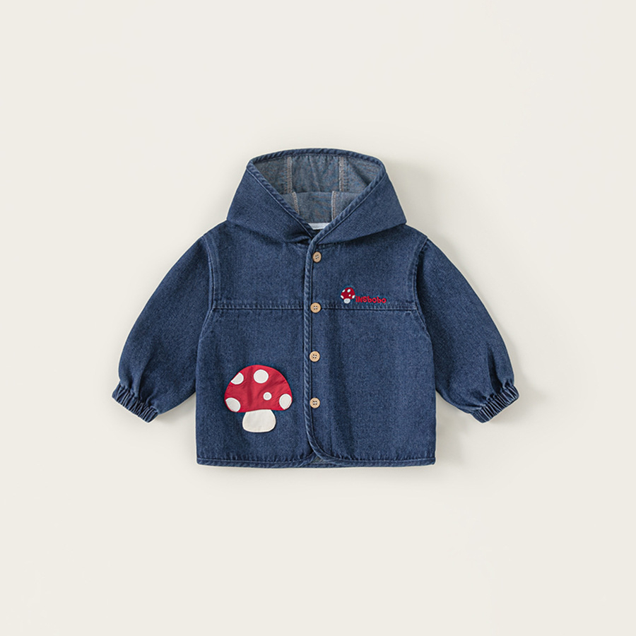 童裝兒童上衣秋款衣服蘑菇刺繡女童長袖女孩子牛仔衣休閒外套