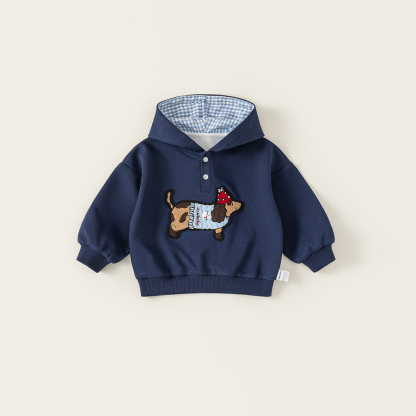 童裝秋季新款中小童帽衫兒童上衣可愛毛巾繡衣服男童連帽衛衣