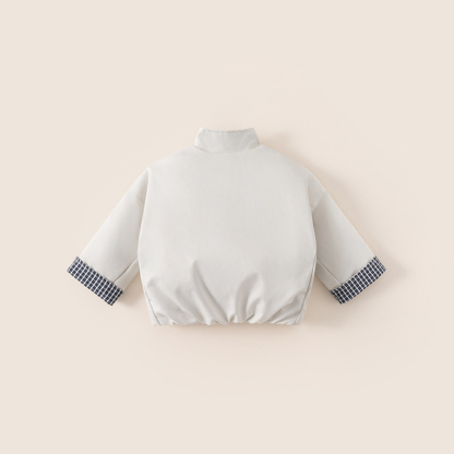 女童上衣撞色格子立領男童衣服冬季新品絎棉加厚兒外套潮