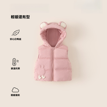 童裝冬季新款兒童上衣女寶寶羽絨服可愛連帽衣服女童羽絨馬甲