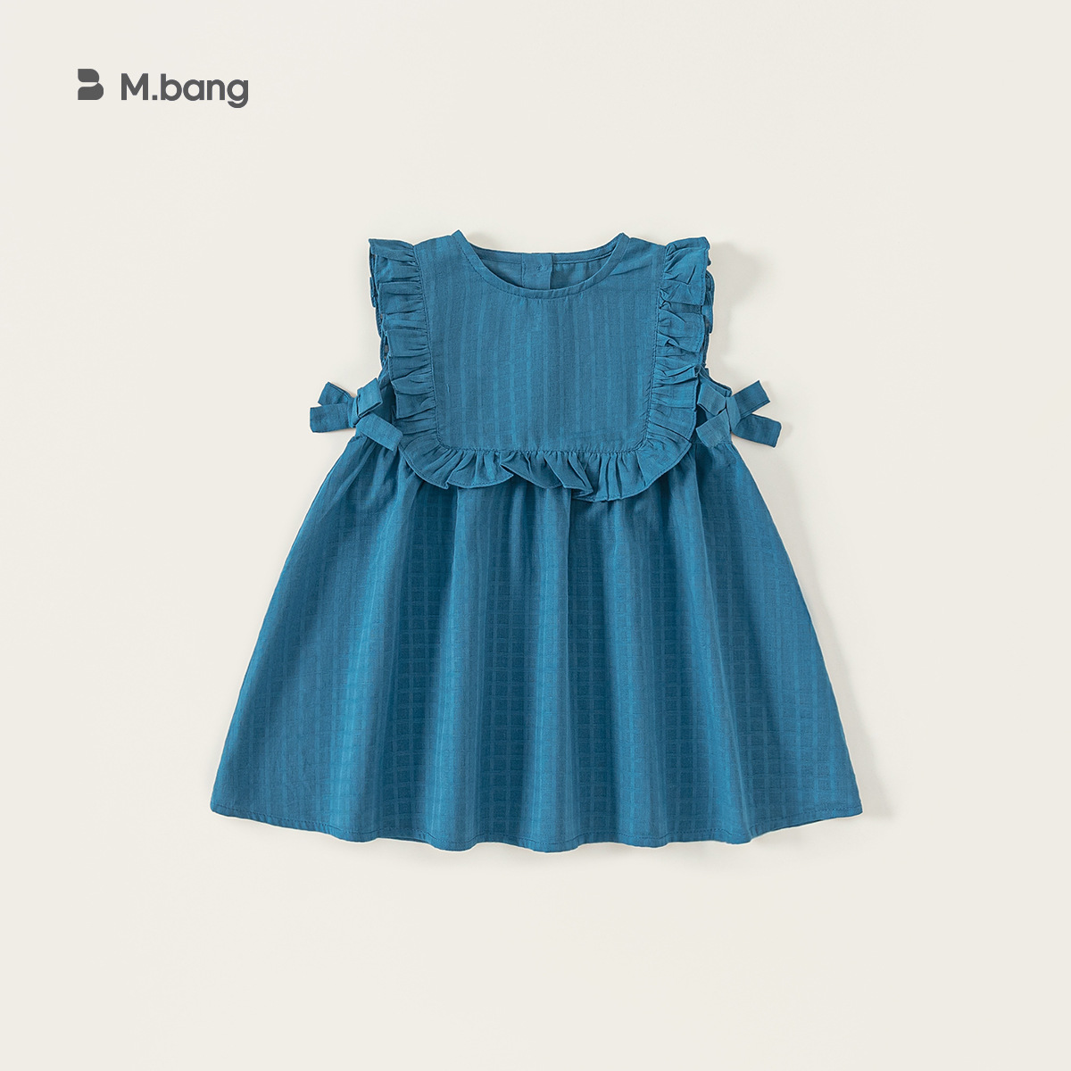 童裝夏季韓版女童無袖裙子兒童連衣裙純色甜美湖州織裏童裝