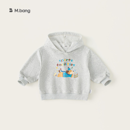 童裝兒童春款新品寬鬆長袖男童狗狗印花上衣女童連帽百搭衛衣
