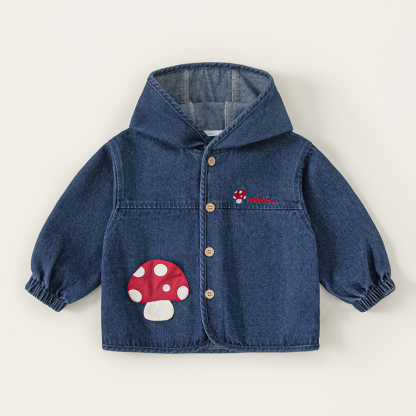 童裝兒童上衣秋款衣服蘑菇刺繡女童長袖女孩子牛仔衣休閒外套