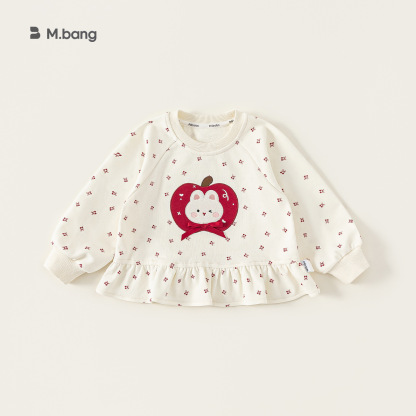 童裝女童衛衣春季新品圓領卡通小童套頭衫蝴蝶結兒童長袖上衣