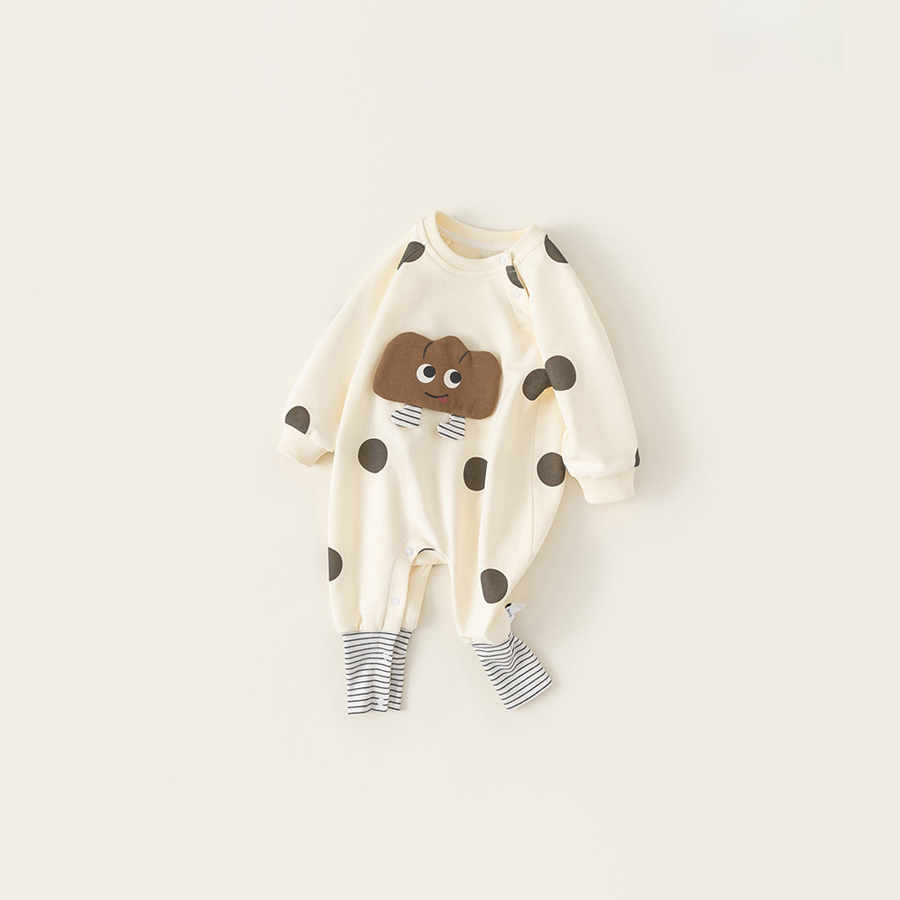 2025童裝寶寶連體衣秋季新品嬰兒衣服春秋波點新生兒爬服