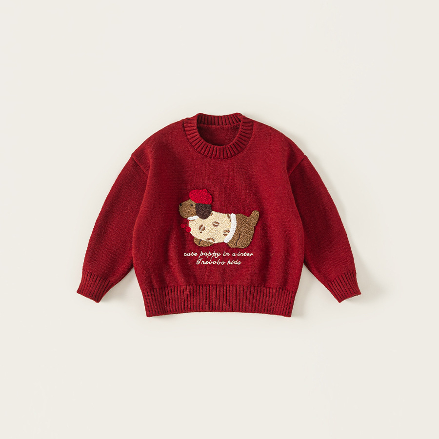 童裝女童秋裝新品內搭圓領長袖毛巾繡針織衫內搭女孩子毛衣