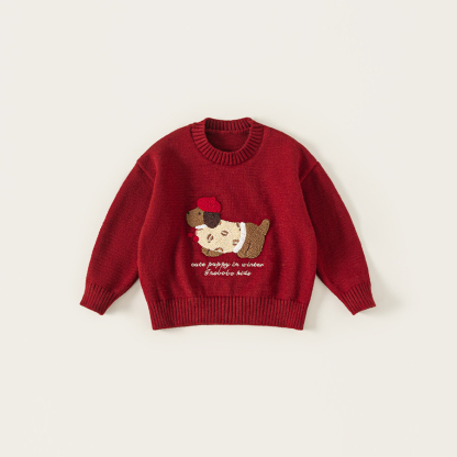 童裝女童秋裝新品內搭圓領長袖毛巾繡針織衫內搭女孩子毛衣