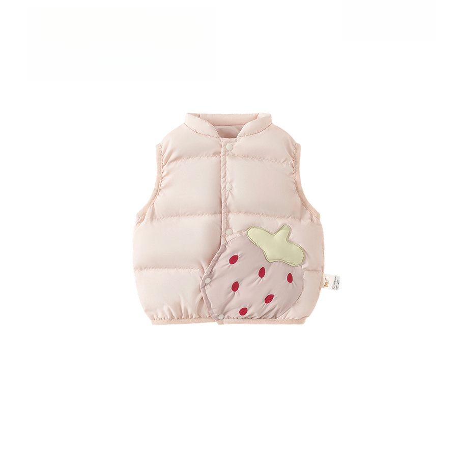 冬款衣服兒童上衣保暖冬裝甜美草莓女寶寶羽絨馬甲女童羽絨服