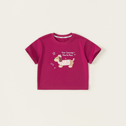 童裝童裝百搭男童T恤夏款卡通小狗女童短袖上衣潮