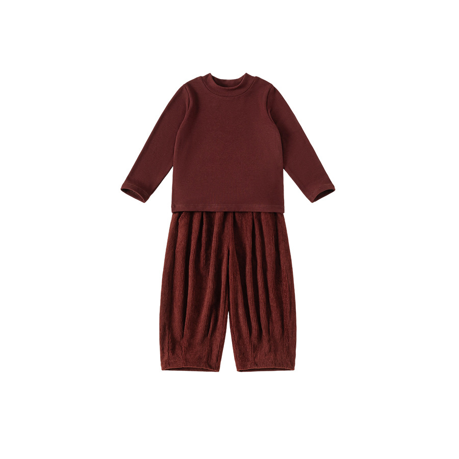 童裝秋季新款兒童套裝打底衫純色休閒褲女童兩件套男童衣服