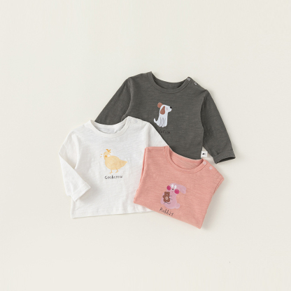 童裝兒童圓領T恤嬰童卡通印花上衣2025春裝寶寶套頭衫