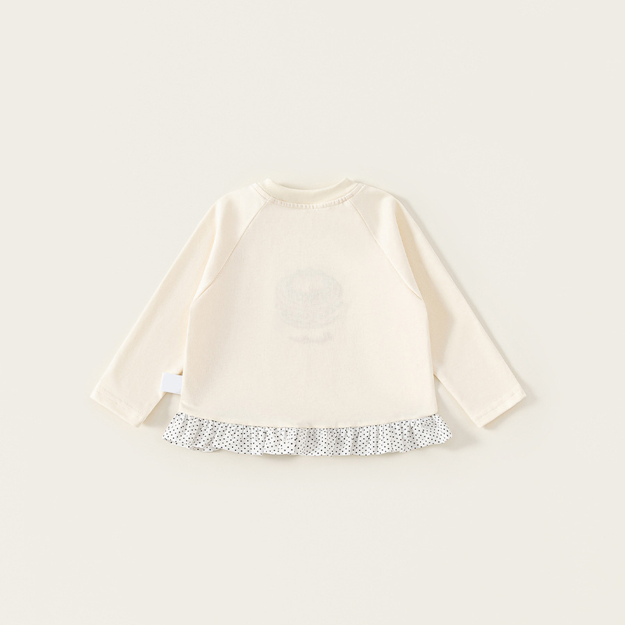 童裝女童T恤春季新品拼接時髦兒童上衣波點圓領小童長袖衣服