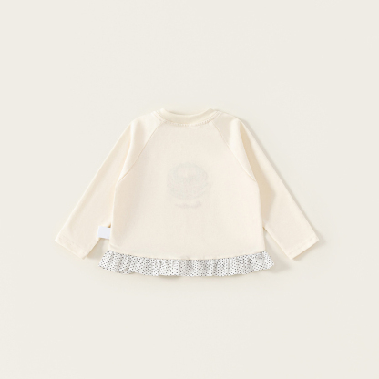 童裝女童T恤春季新品拼接時髦兒童上衣波點圓領小童長袖衣服