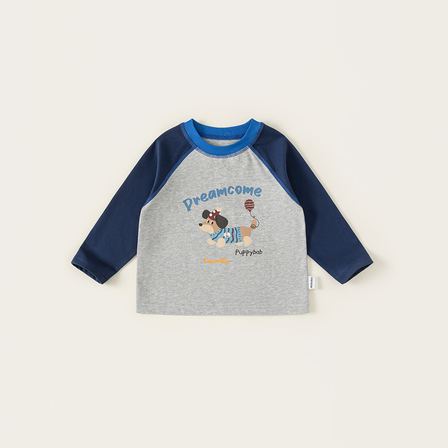 童裝秋裝兒童上衣新款男寶寶衣服卡通撞色插肩袖男童長袖T恤