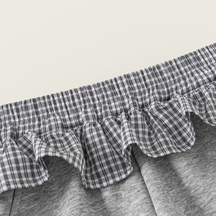 童裝兒童褲子春季新品純色蝴蝶結女童休閒褲屁簾拼接大童長褲