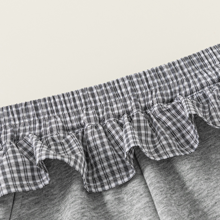 童裝兒童褲子春季新品純色蝴蝶結女童休閒褲屁簾拼接大童長褲