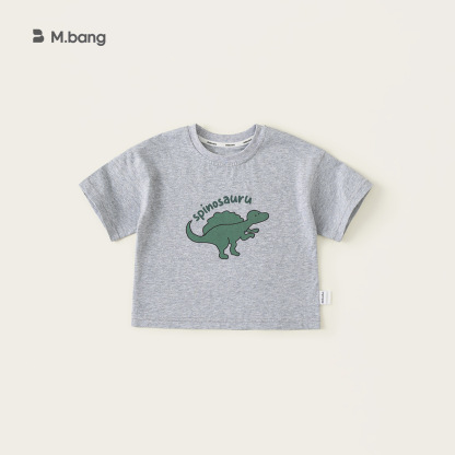 童裝夏款休閒童裝女童圓領寬鬆上衣T恤男童恐龍印花短袖