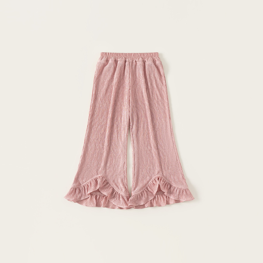 童裝女童喇叭褲粉色甜美女孩子長褲春季輕薄兒童褲子